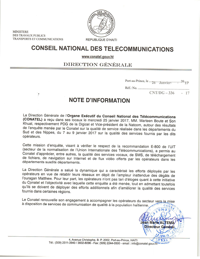 Note d'information relative à la présentation des